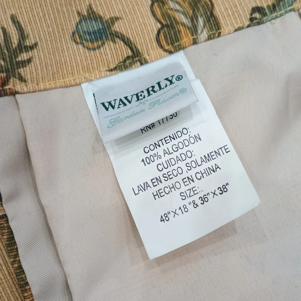 6 Pc Waverly Camelot Garden Room Floral Gold Waterfall Curtains & Canopy Valance